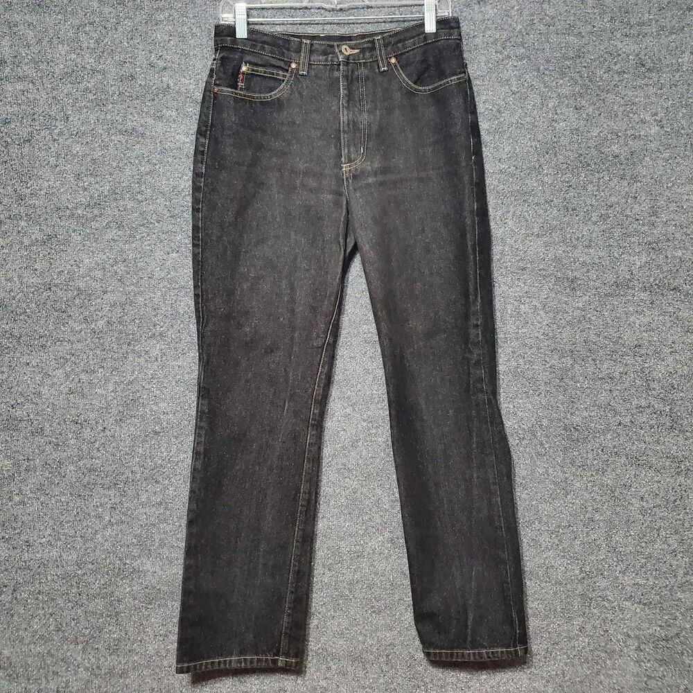 Vintage GUESS Jeans Mens Size 31x30 USA Made Acid Black Denim Pockets Logo Y2K